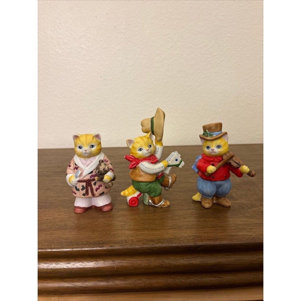 Schmid Kitty Cucumber JR Buster - Set Of 3 - Calico Kitty Figurines